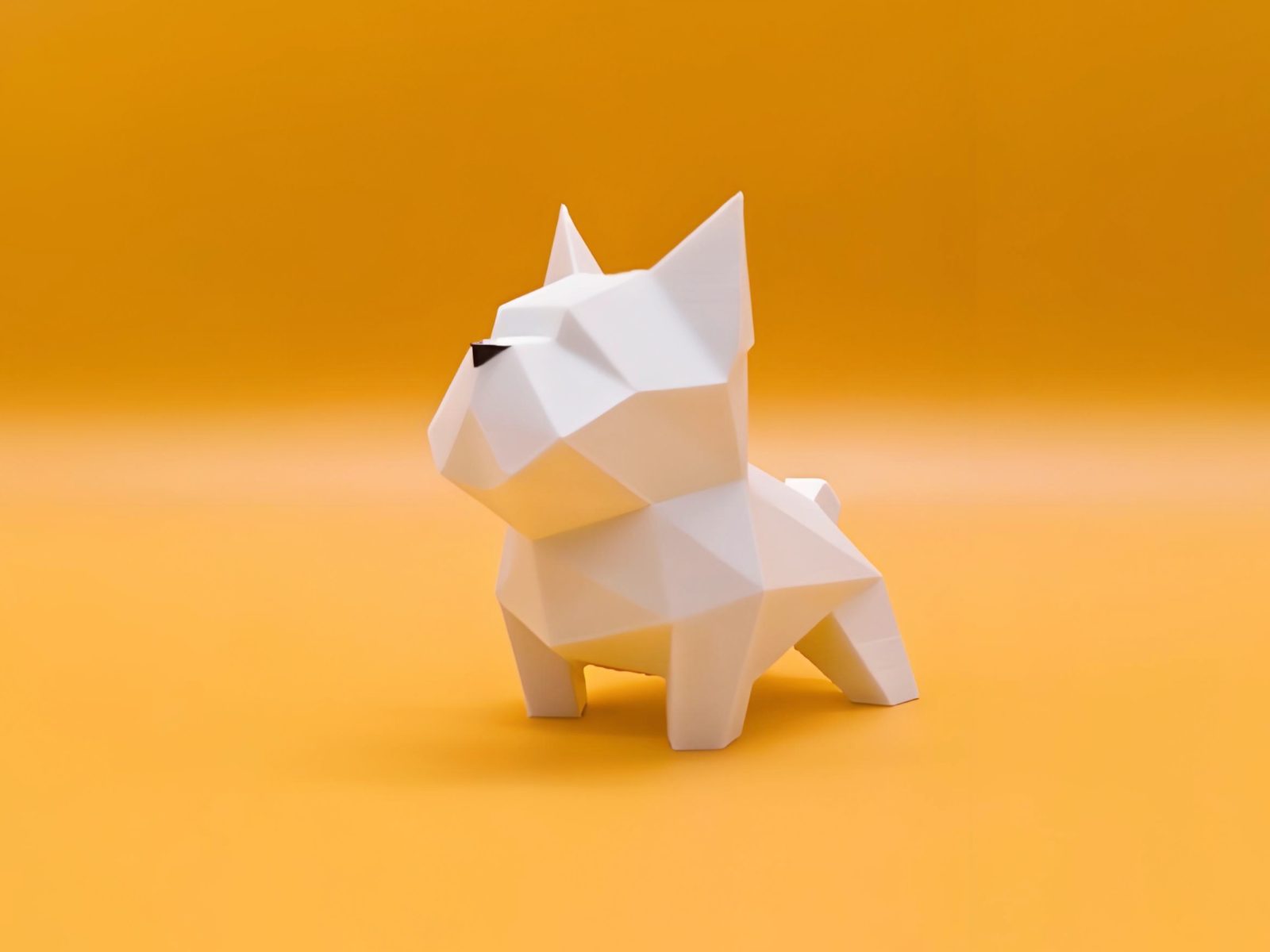 低多边形 法国斗牛犬-动物雕塑装饰摆件 — vue 1