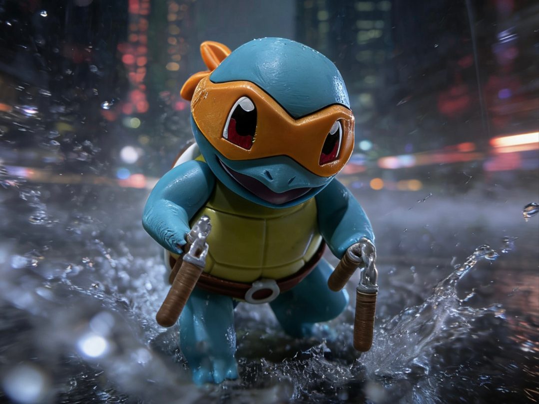 007 Squirtle 杰尼龟 x 米开朗基罗 双截棍 忍者神龟 宝可梦（无需AMS） — vue 1