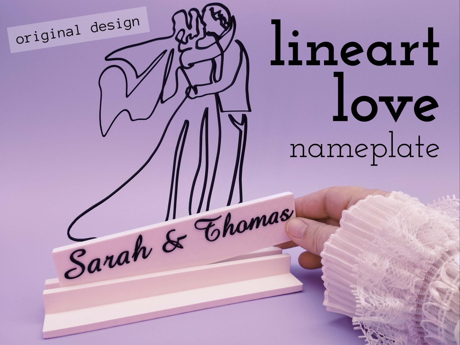 #39 customizable Lineart Wedding name plate — vue 2