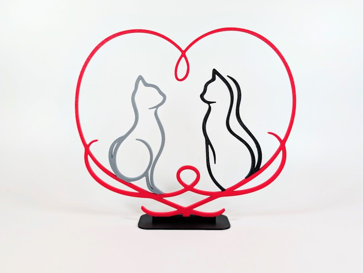 #42 Elegant Flowing Line Love Heart Cats — vue 2