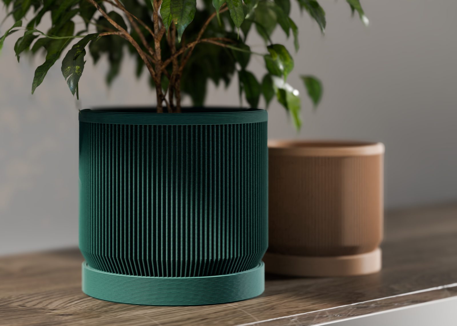 #47 Mid Century Modern Ribbed Planter with Drip Tray — vue 11