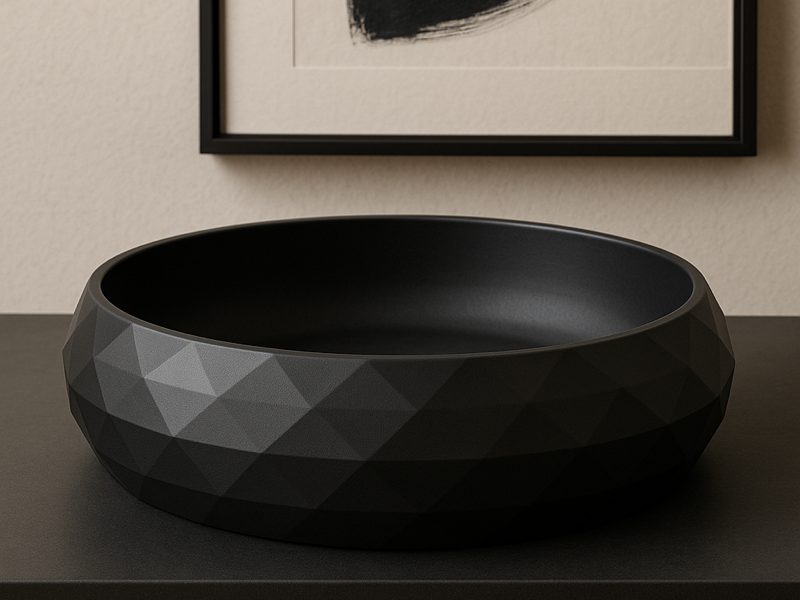 #55 Geometric Entrance Bowl Modern Matte Black Design — vue 2