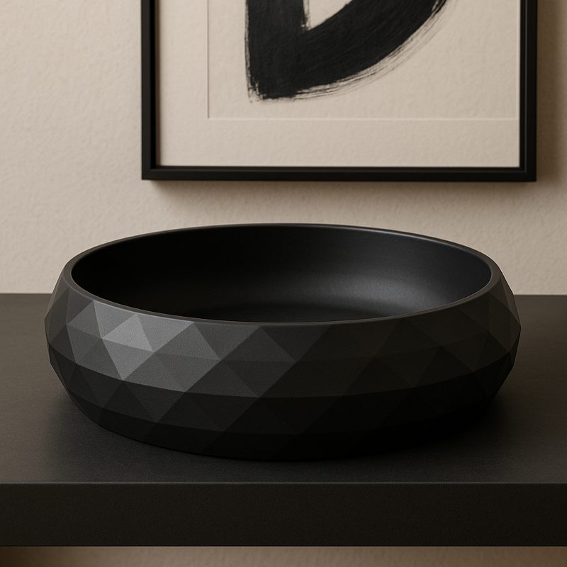 #55 Geometric Entrance Bowl Modern Matte Black Design — vue 3