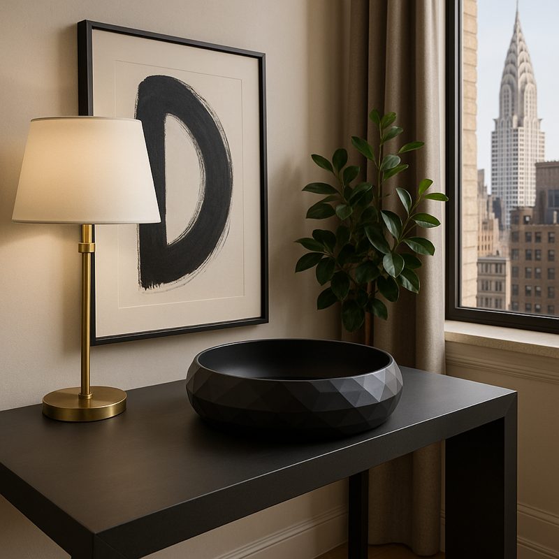 #55 Geometric Entrance Bowl Modern Matte Black Design — vue 6