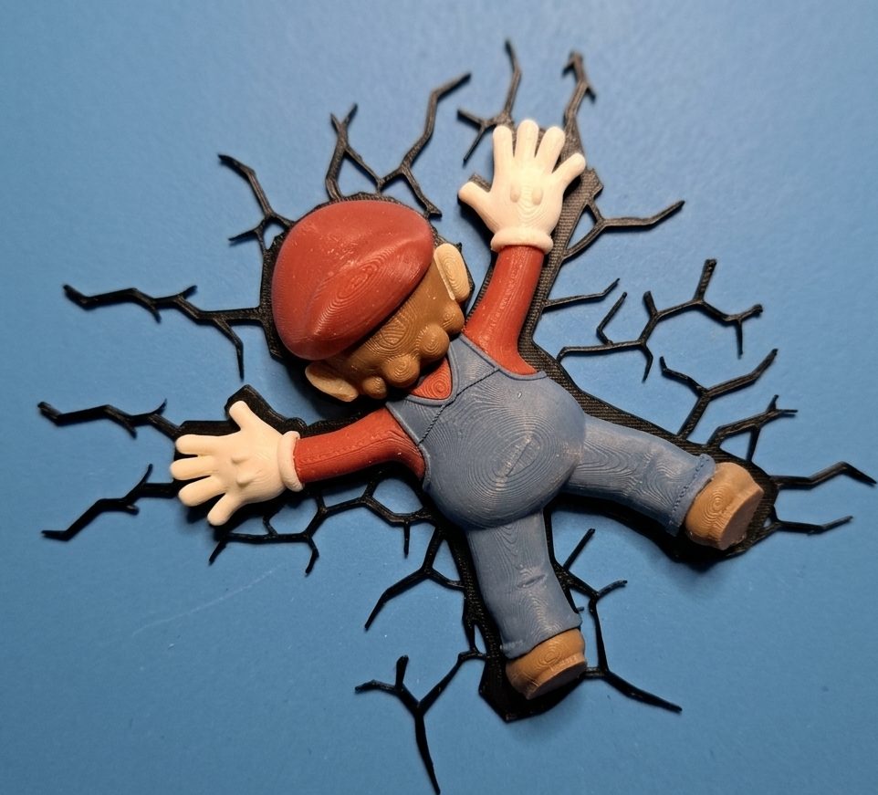 #118 Who Crashed Mario - Fake Impact Wall Decal — vue 4