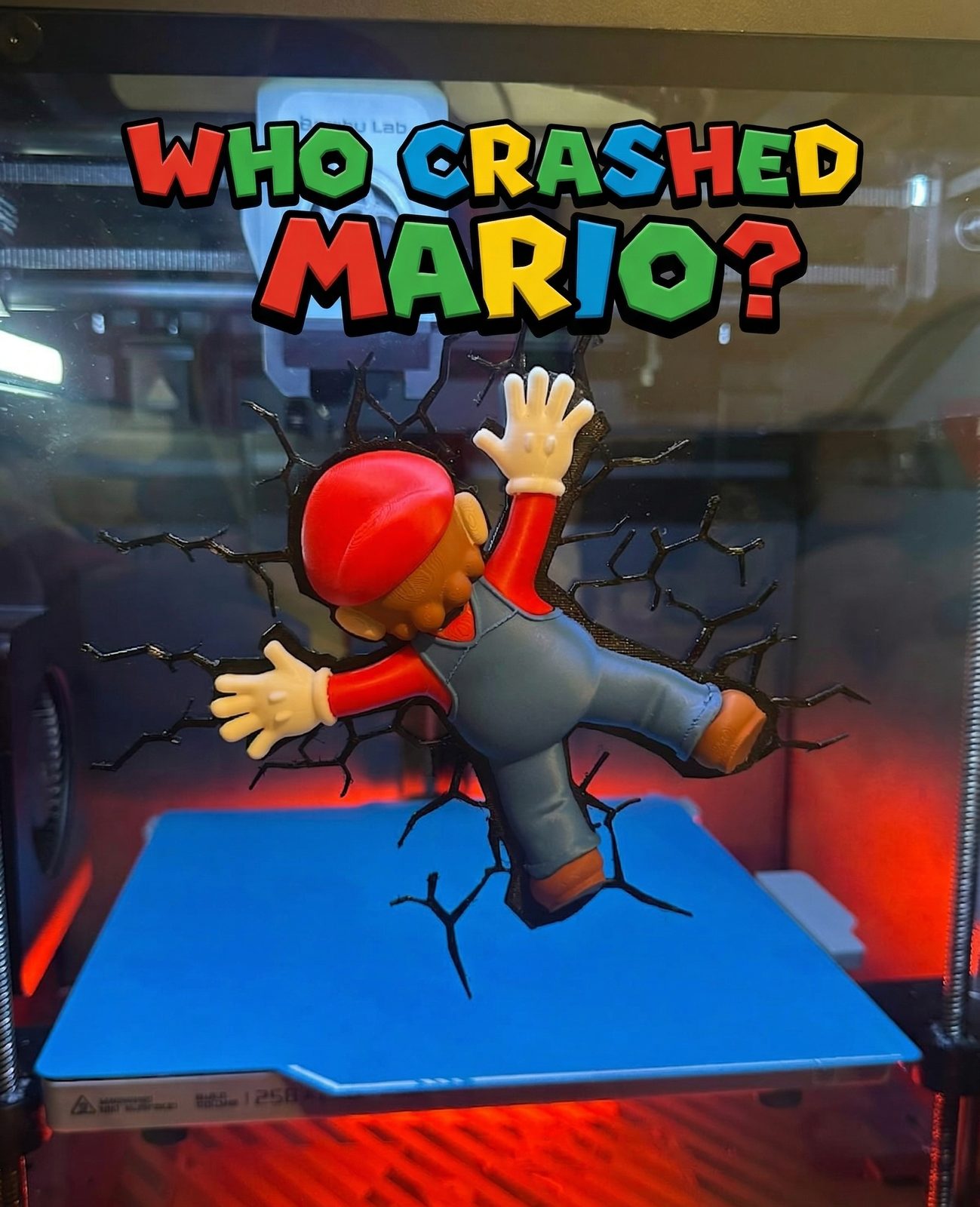 #118 Who Crashed Mario - Fake Impact Wall Decal — vue 10