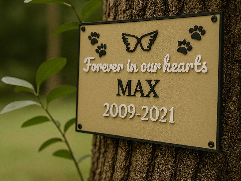 3D Pet Memorial Plaque Personalized Name & Dates — vue 1