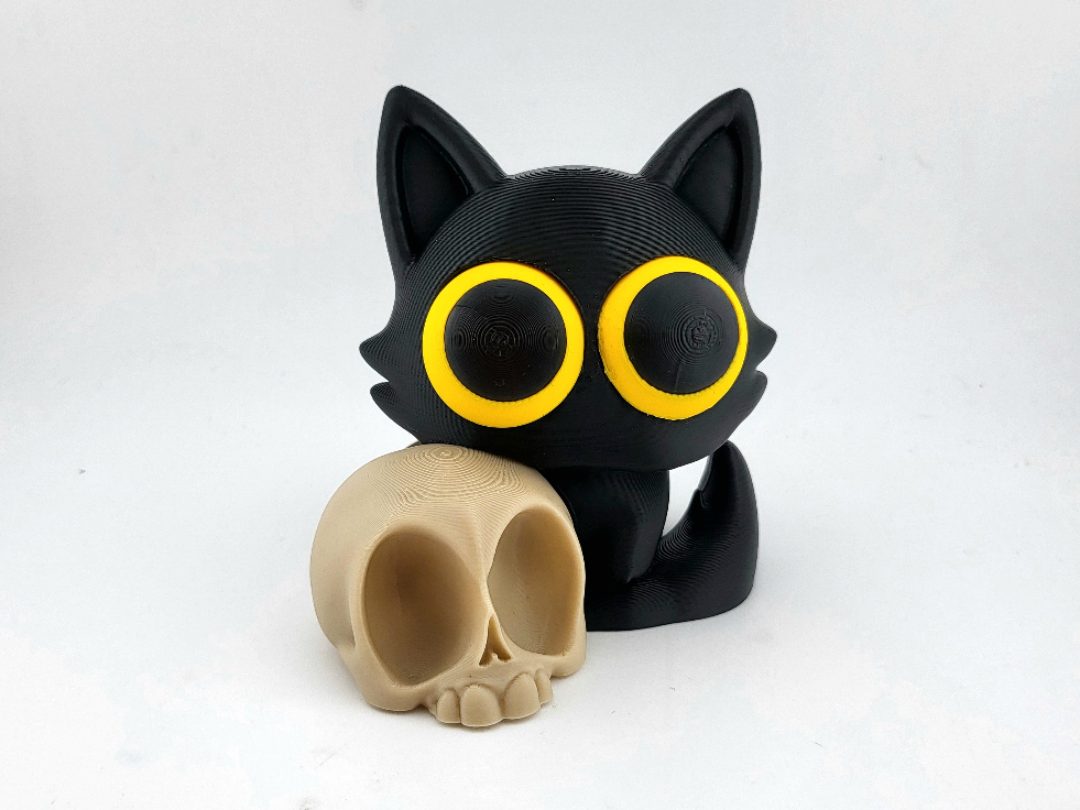 #704 Kawaii Demon Cat with Skull desk decor sweet cute — vue 1