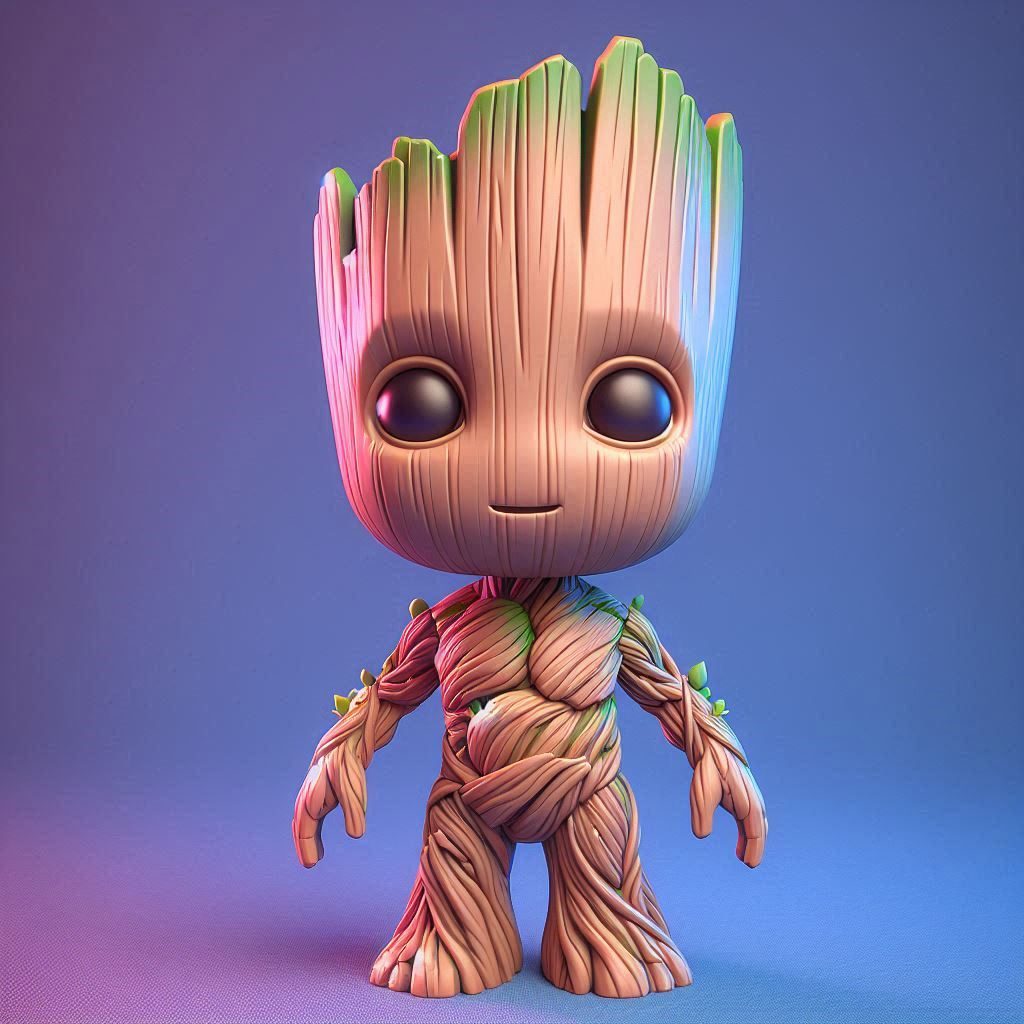 #728 3D Printed Baby Groot Figure — vue 3