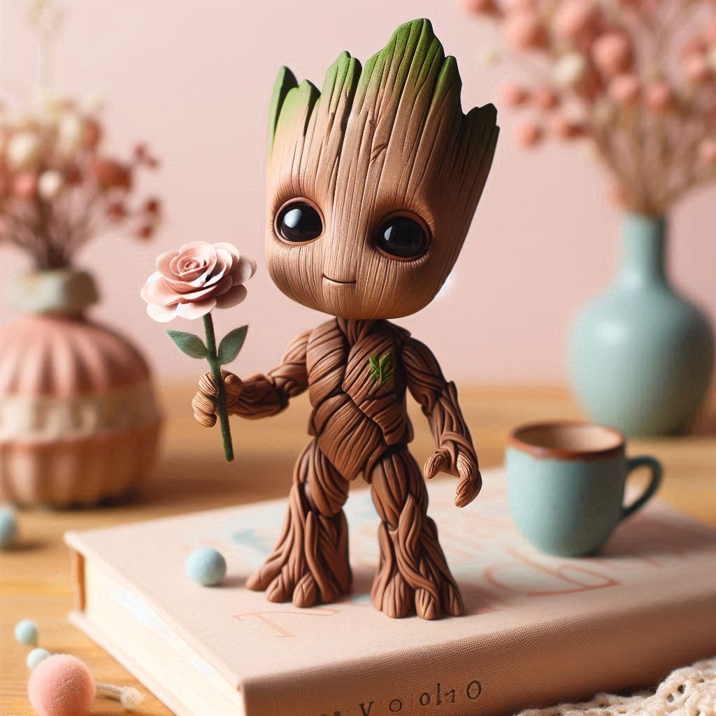 #793 3D Printed Teenage Groot with Flower — vue 4