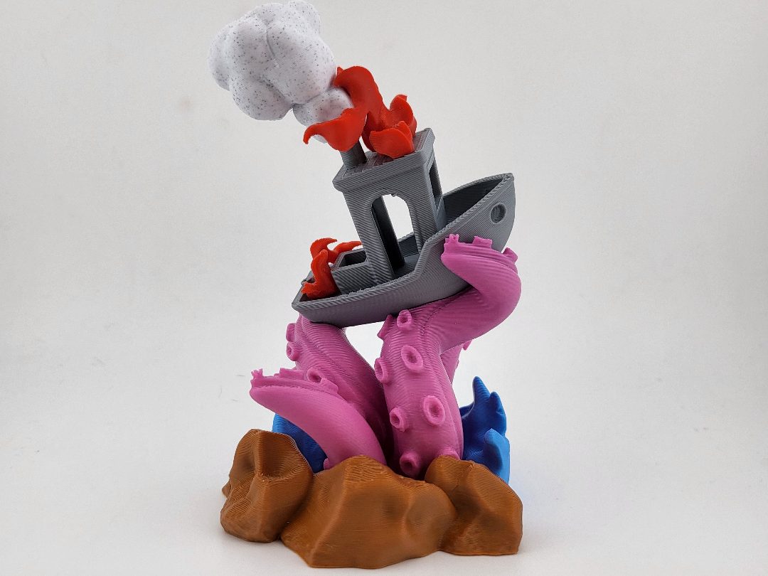 Benchy on fire 10th Anniversary and kraken — vue 1