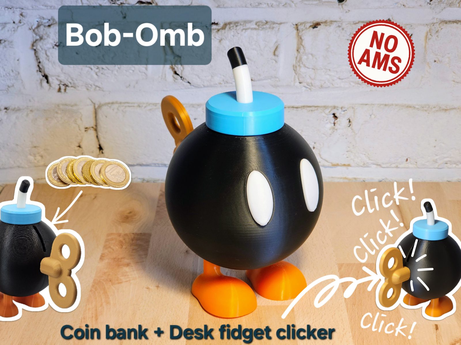 Bob-Omb Piggy Bank – with Working Wind-up Key! — vue 1