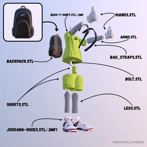Bugs Bunny Urban Vibes – Version 2 Fan Art (Multi-parts 3MF) — vue 3