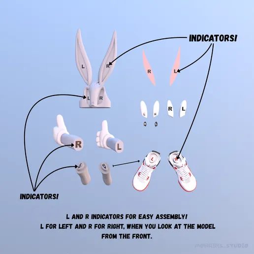 Bugs Bunny Urban Vibes – Version 2 Fan Art (Multi-parts 3MF) — vue 4