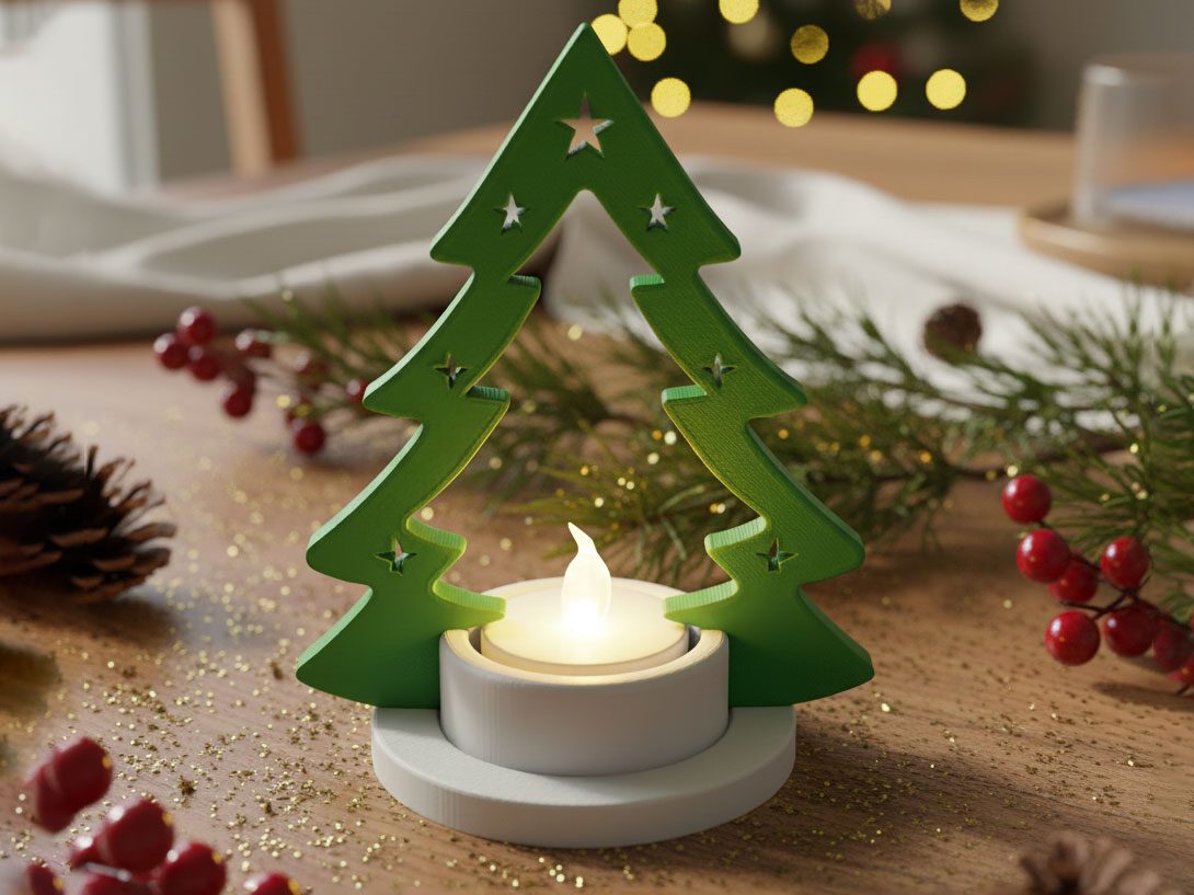 Christmas Tree Candle Holder with Hidden Base — vue 1