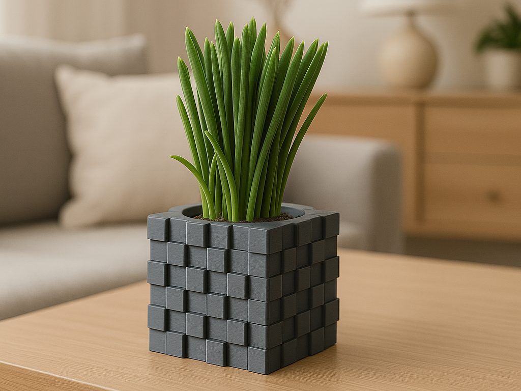 Cubic Pixelated Vase – 3D Printable Planter — vue 1