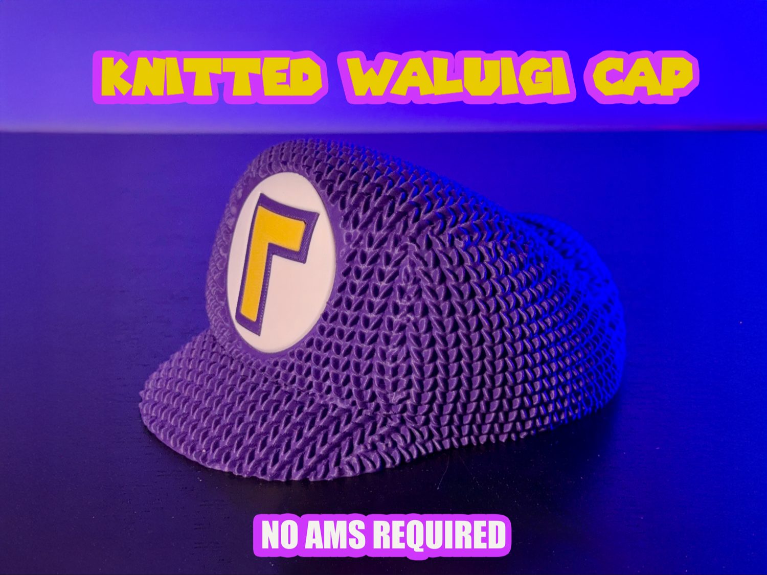 Cute Knitted Waluigi Cap from Super Mario — vue 1
