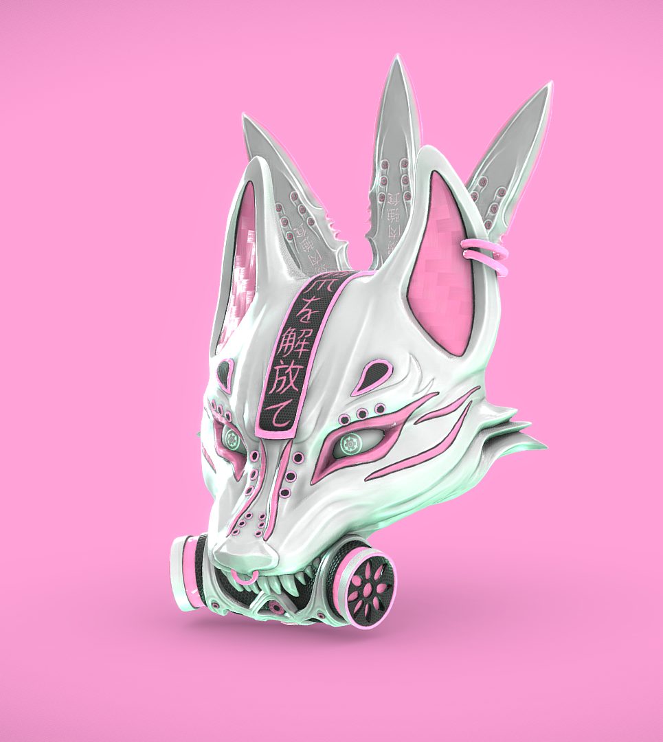 Cyberpunk Kitsune Mask and Kunai — vue 2