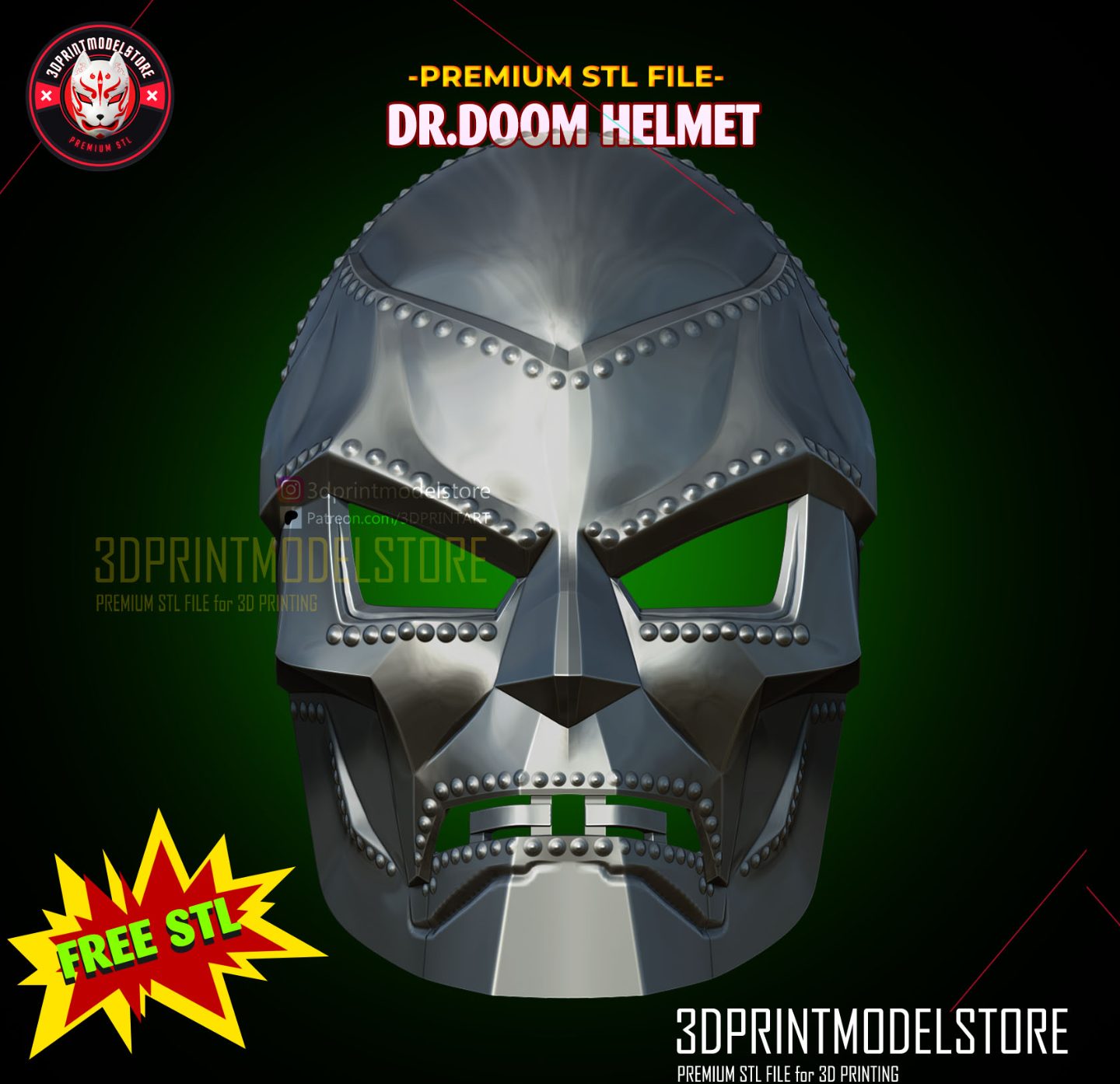 Dr Doom Mask - Marvel Doctor Doom Helmet FREE STL — vue 1