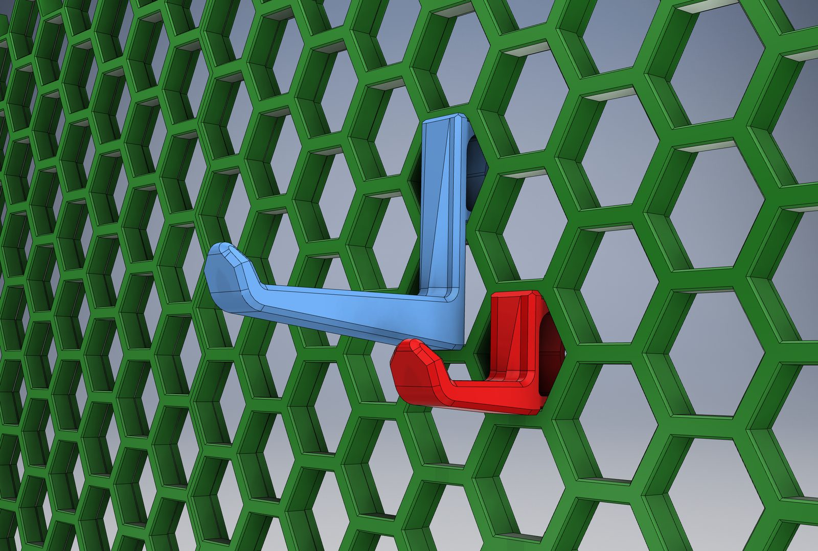 Easy Print Super Strong Hook - Single Piece - No Screws - No Supports - HSW Honeycomb Storage Wall — vue 1