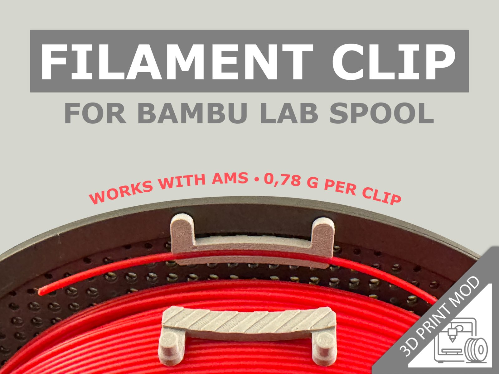 Filament Clip for Bambu Lab Spool – Diagonal Lines — vue 1