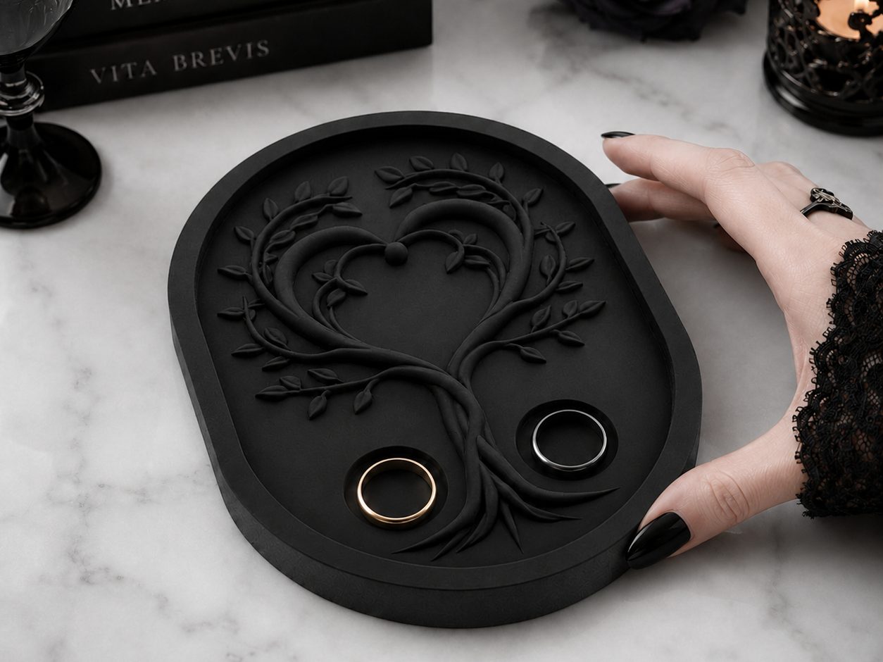 Goth Yggdrasil Wedding Ring Holder Tray — vue 1