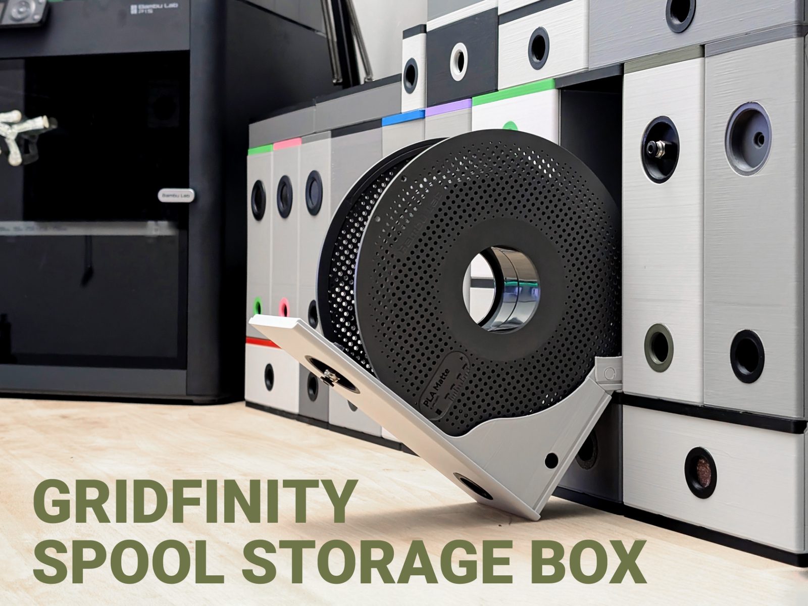 Gridfinity Stackable Spool Storage System — vue 1