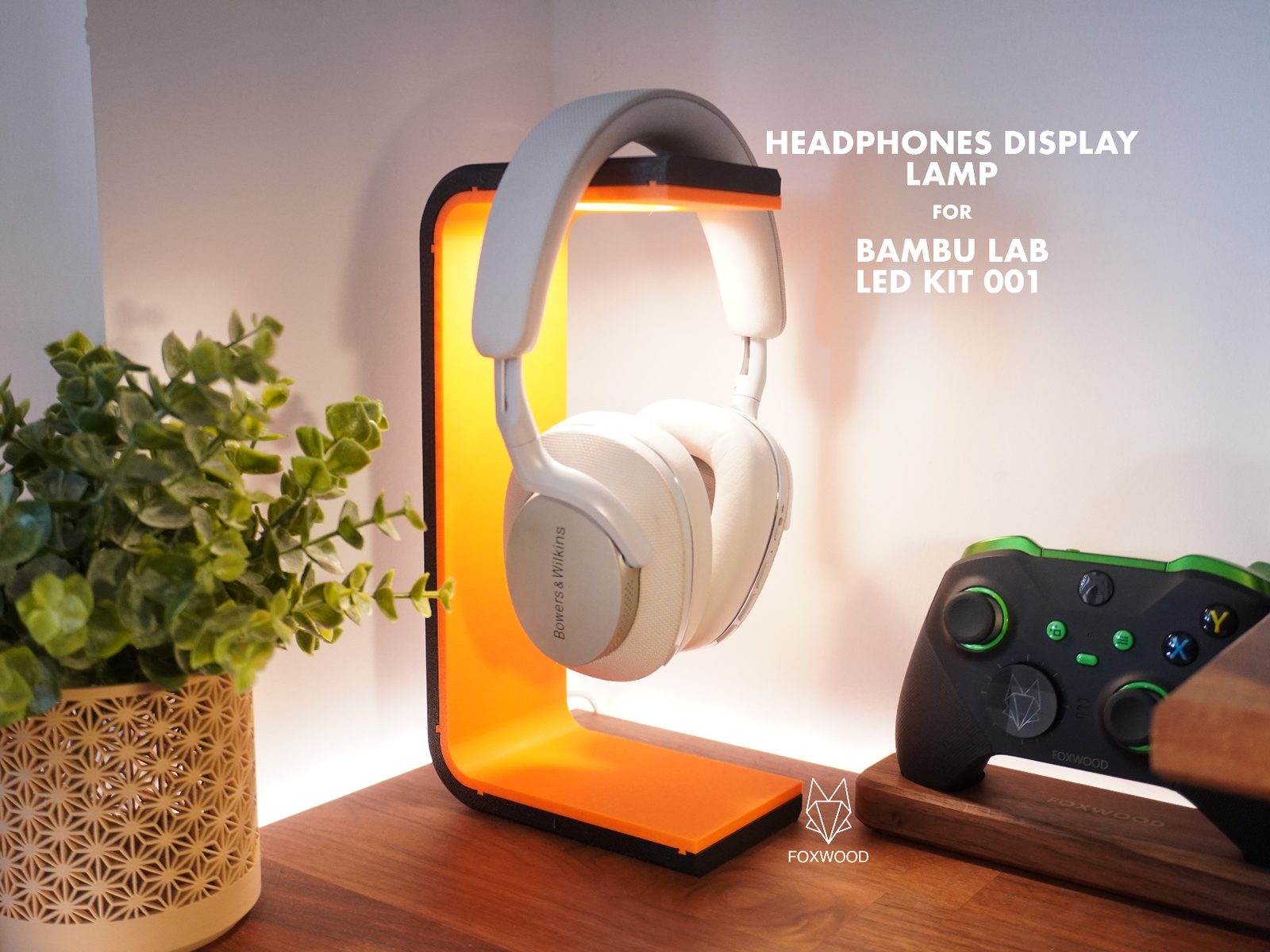 Headphones Display Stand Lamp - Foxwood — vue 1