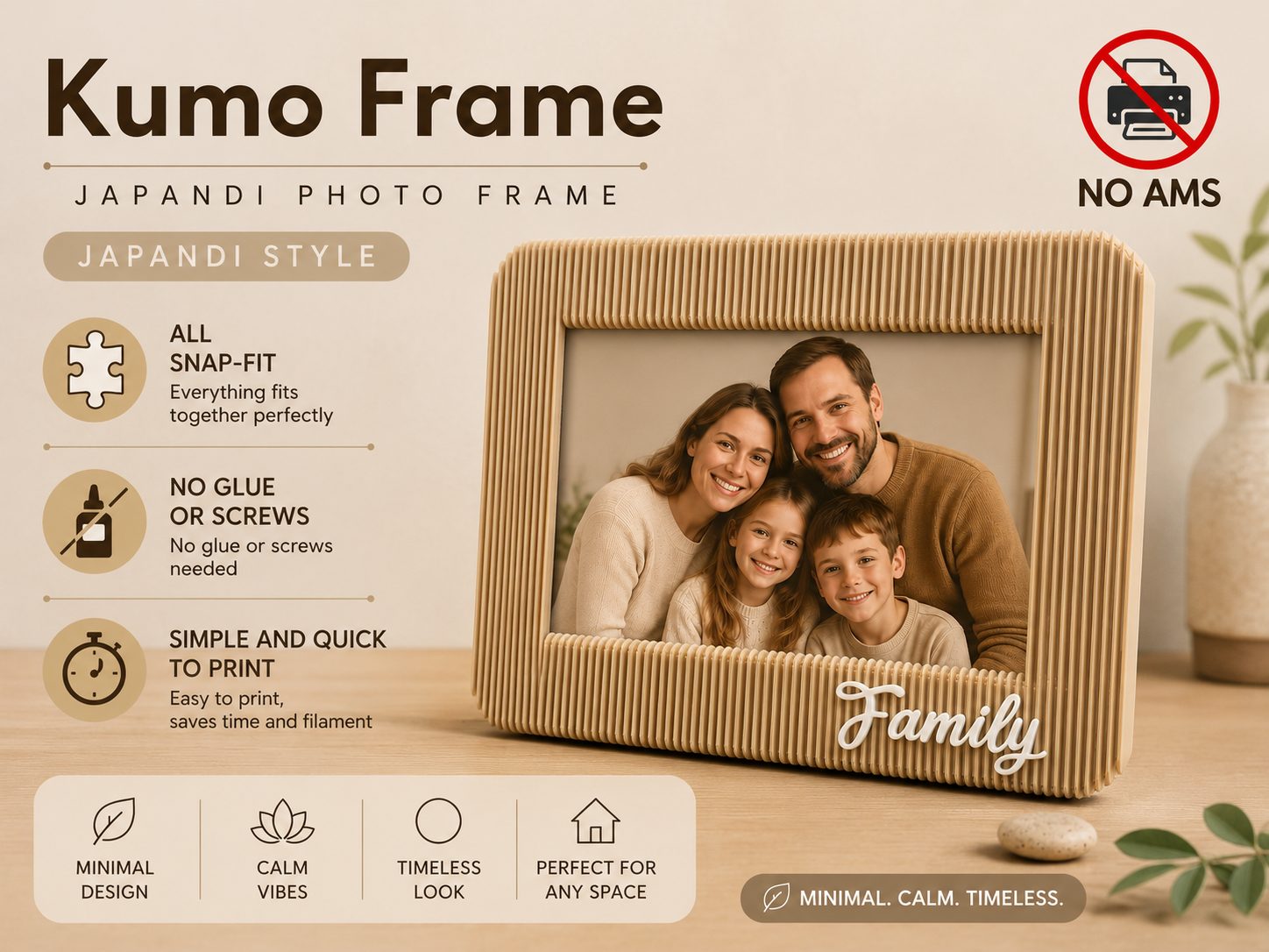 Kumo Frame – Japandi Snap-Fit Photo Frame 10x15 cm — vue 1