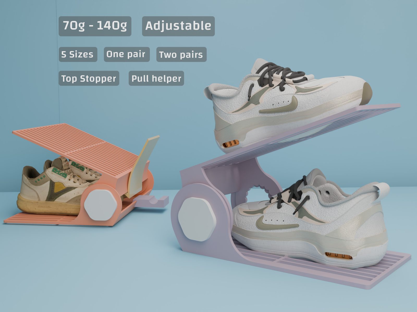 Lightweight Adjustable Pull Shoe Rack 73g! — vue 1