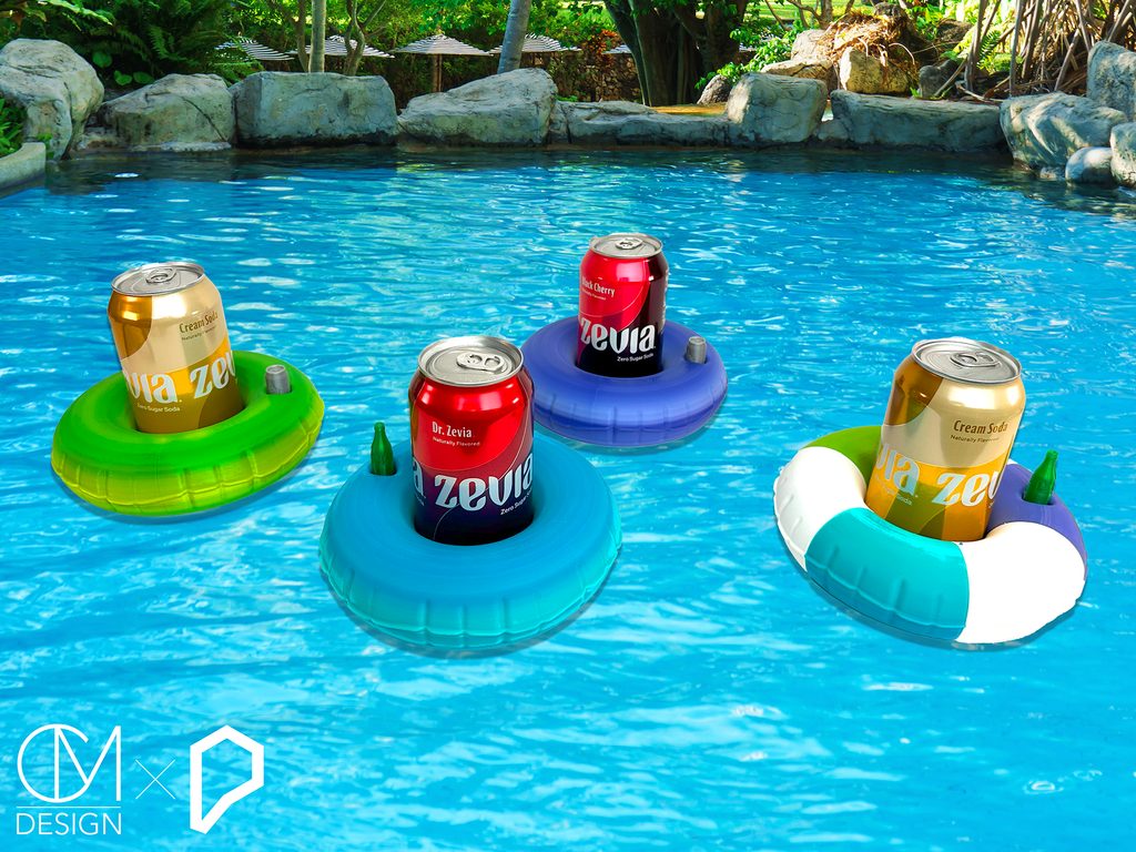 Pool Float Coaster - Inflatable donut ring koozie for bottles & cans — vue 1