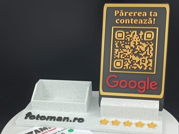 QR code Google review stand business card holder — vue 1