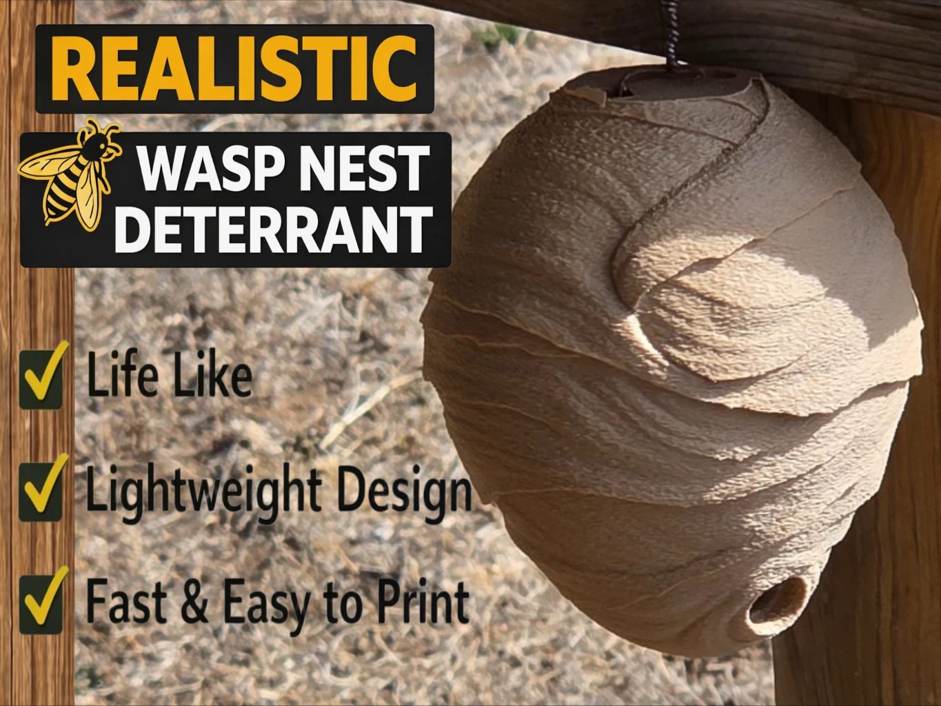 Realistic Textured Wasp Nest, Deterrent, Anti Wasp — vue 1