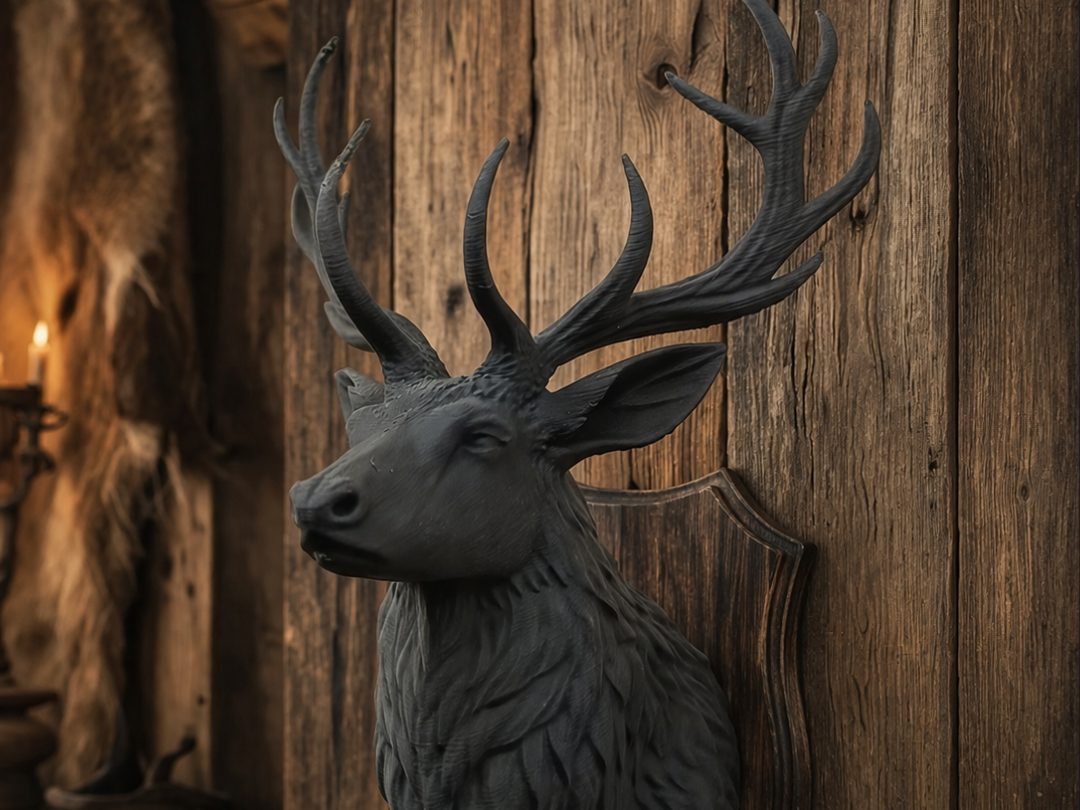 Rustic wall decoration – deer head — vue 1