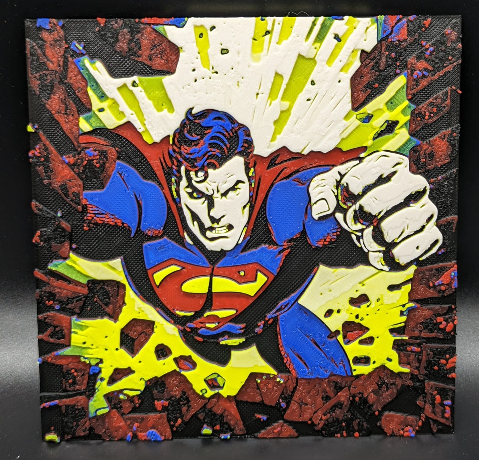 Superman Breaking Through Brick Wall - Hueforge Wall Art — vue 1