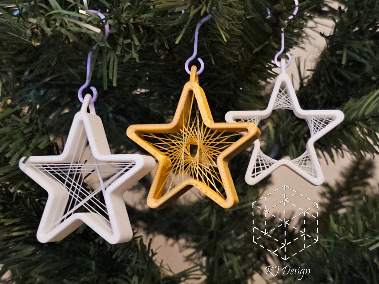 Suspended Filament Christmas Tree Star Decorations — vue 1
