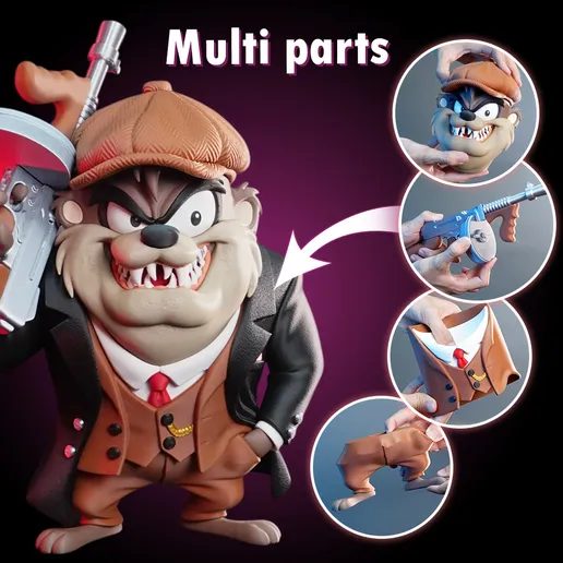 Taz the Tasmanian Devil – Peaky Blinders Urban Vibes Multi-Part 3MF — vue 3