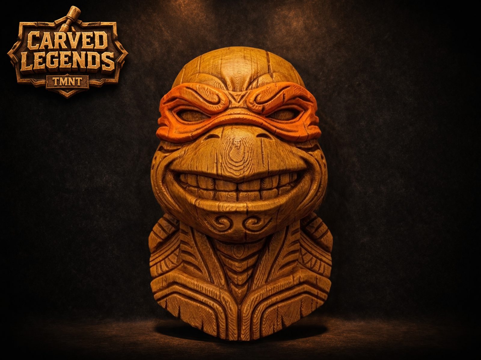 TMNT Michelangelo Mask – Carved Legends Wall Art — vue 1