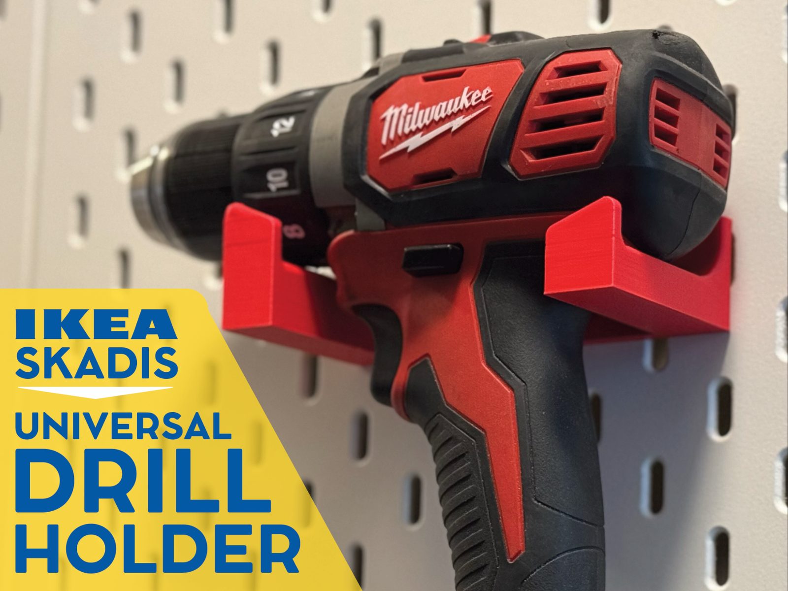 Universal Drill Holder for IKEA Skadis (T-Clip) — vue 1