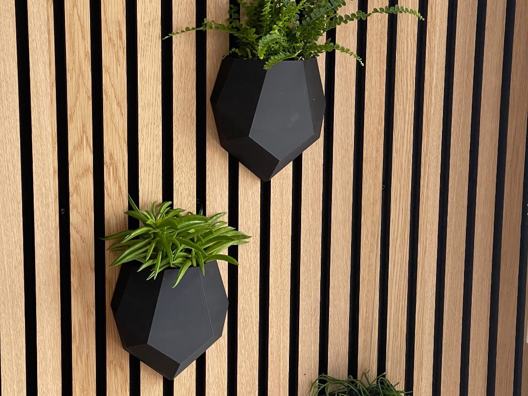 Wall vase for acoustic wall panels. Self watering — vue 1