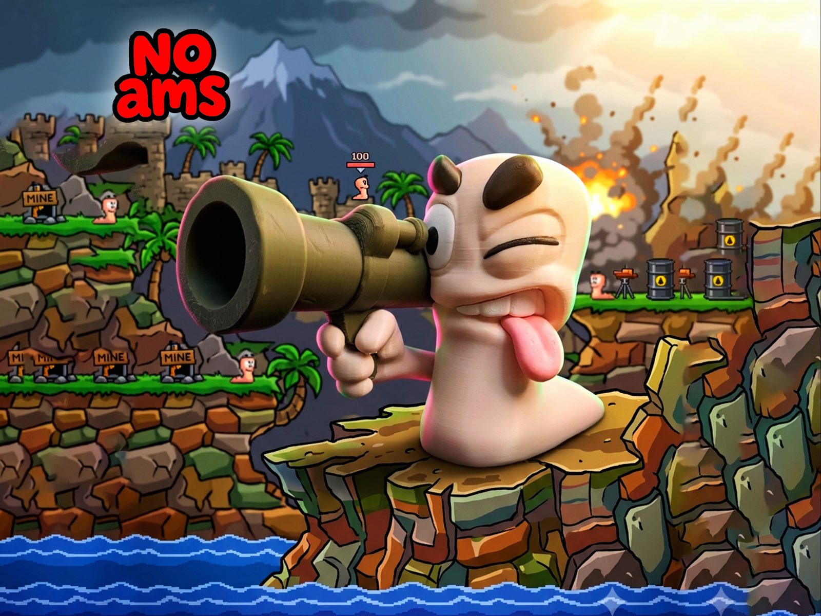 Worm with Bazooka - AMS-Free & Easy Print — vue 1