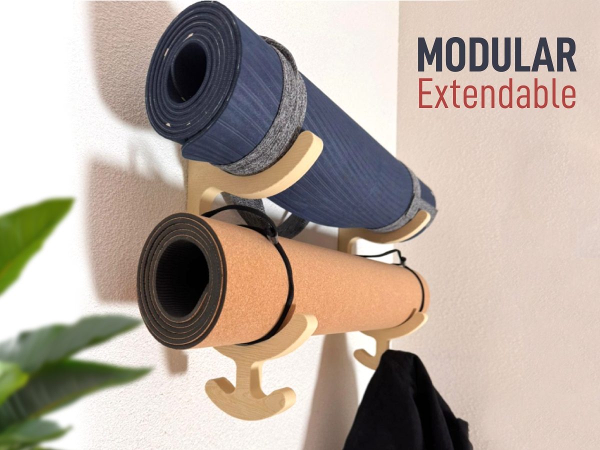 Yoga Mat Holder - Modular Customizable Wall Mount — vue 1